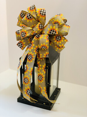 Fall Sunflower Buffalo Plaid Bow