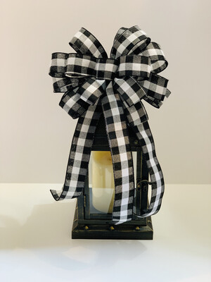 Black &amp; White Buffalo Plaid Bow