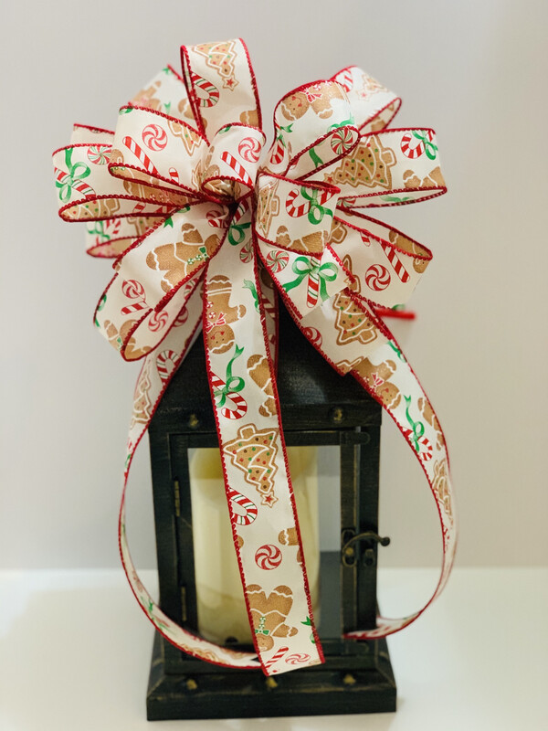 Gingerbread Candy Canes Christmas Bow
