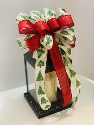 Red and Green Christmas Trees Bow