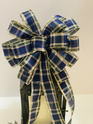 Blue and Green Plaid Bow