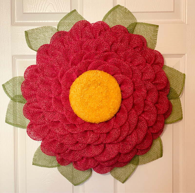 Fuchsia Burlap Flower Wreath