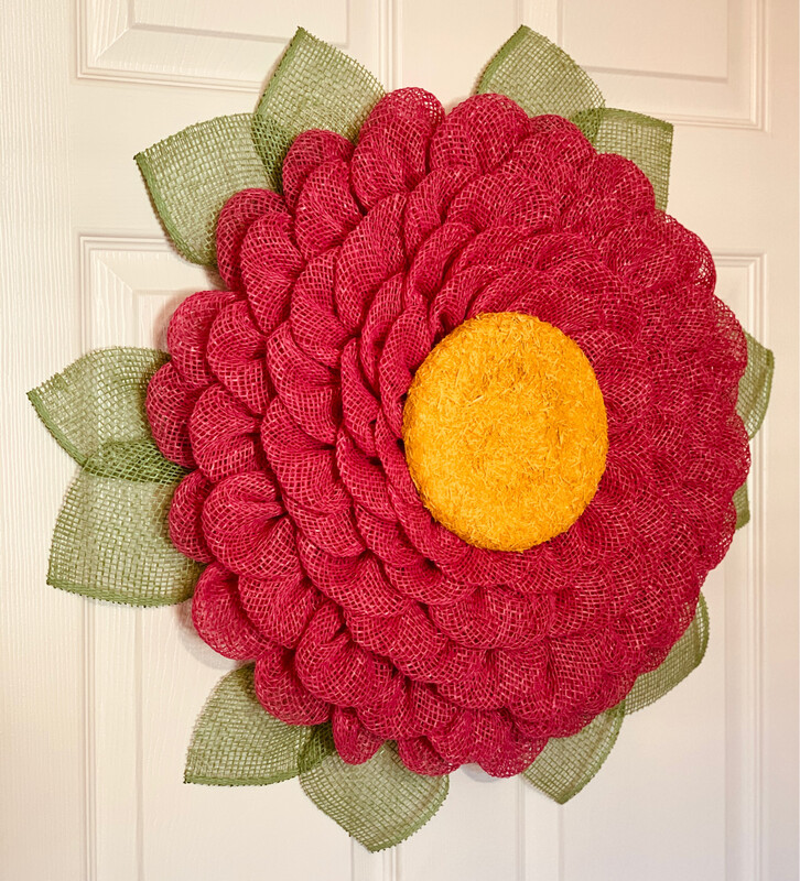 Fuchsia Burlap Flower Wreath
