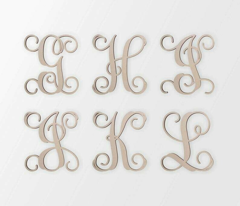 Wood Monogram Letters, 12"