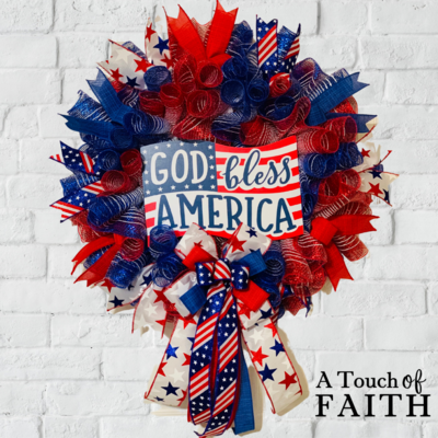 God Bless America Patriotic Wreath