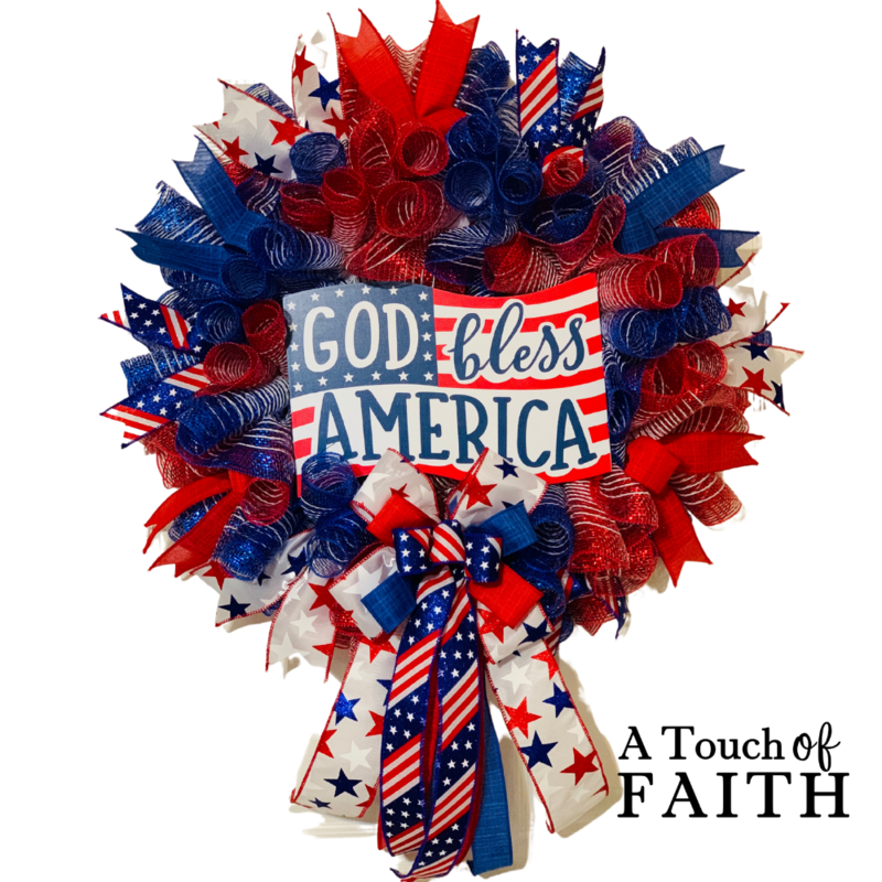 God Bless America Patriotic Wreath