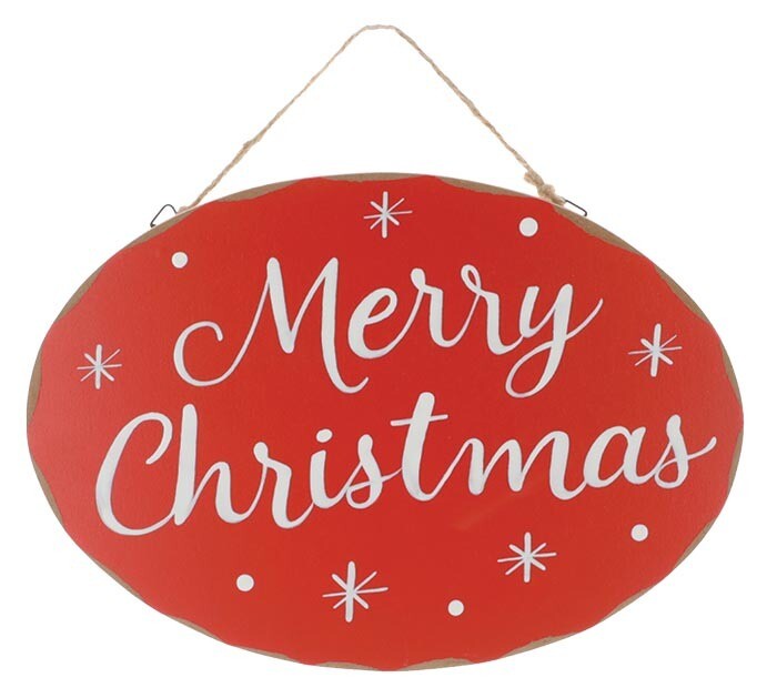 Merry Christmas Red Wreath Sign