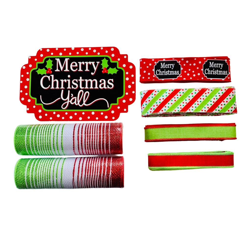 Merry Christmas Red & Lime Green Wreath Kit