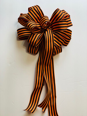 Fall Orange & Black Striped Bow
