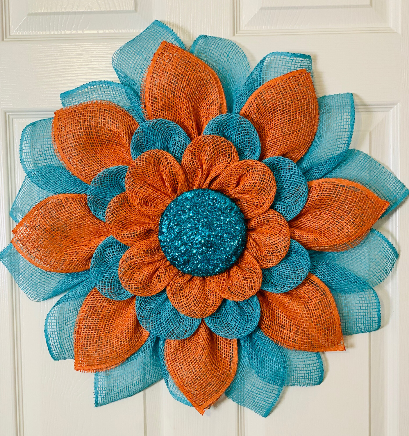 Turquoise & Orange Flower Wreath