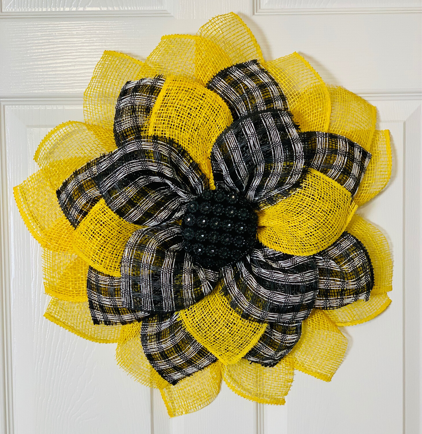 Yellow & Black Check Sunflower Wreath