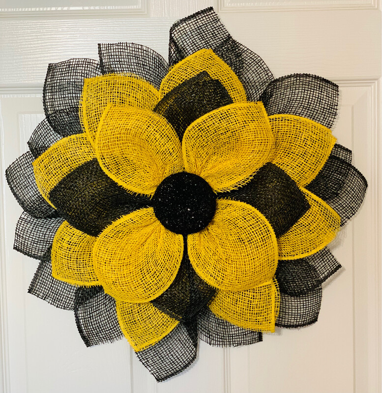 Yellow Black Sunflower Wreath