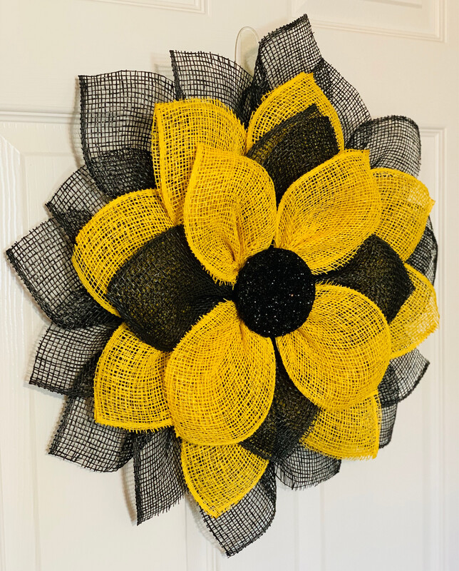 Yellow Black Sunflower Wreath