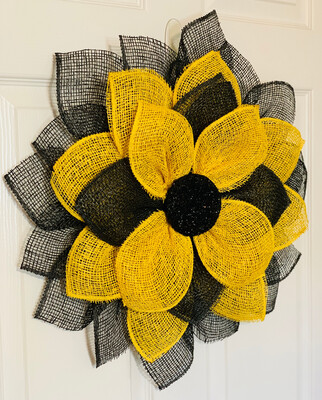 Yellow Black Sunflower Wreath