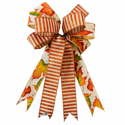 Glitter Orange Fall Leaves Bow