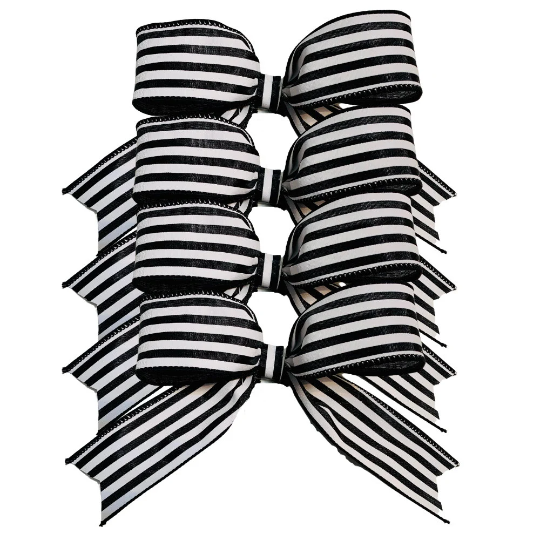 Mini Black & White Stripe Bows