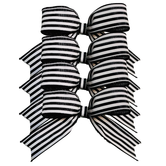Mini Black &amp; White Stripe Bows
