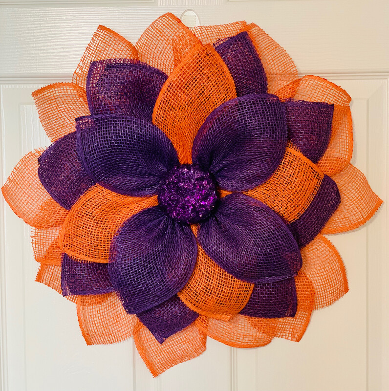 Purple &amp; Orange Flower Wreath