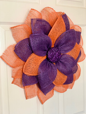 Purple &amp; Orange Flower Wreath