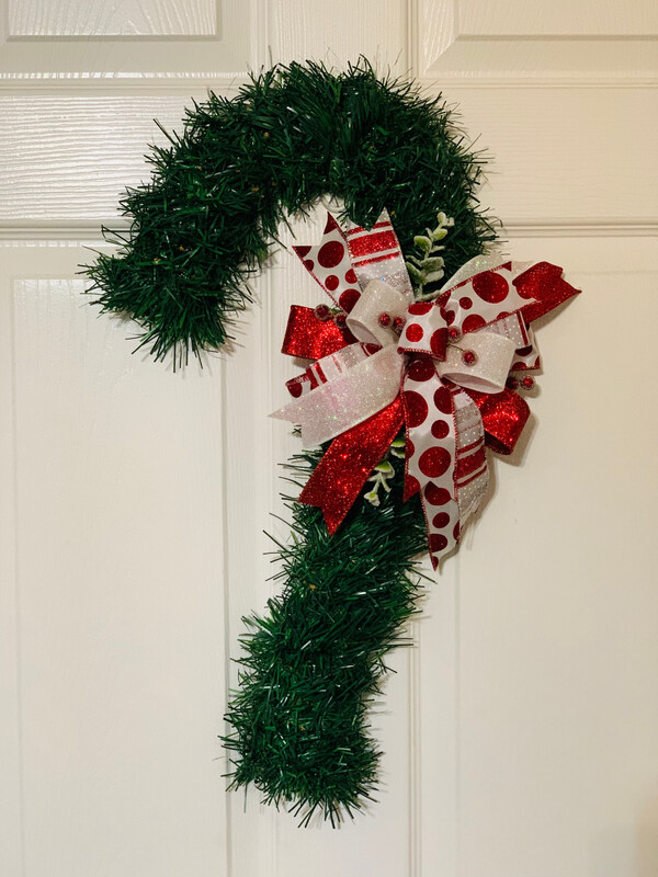 Candy Cane Evergreen Wreath