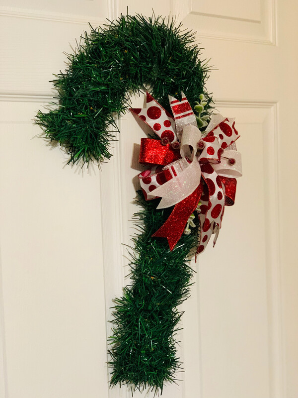 Candy Cane Evergreen Wreath