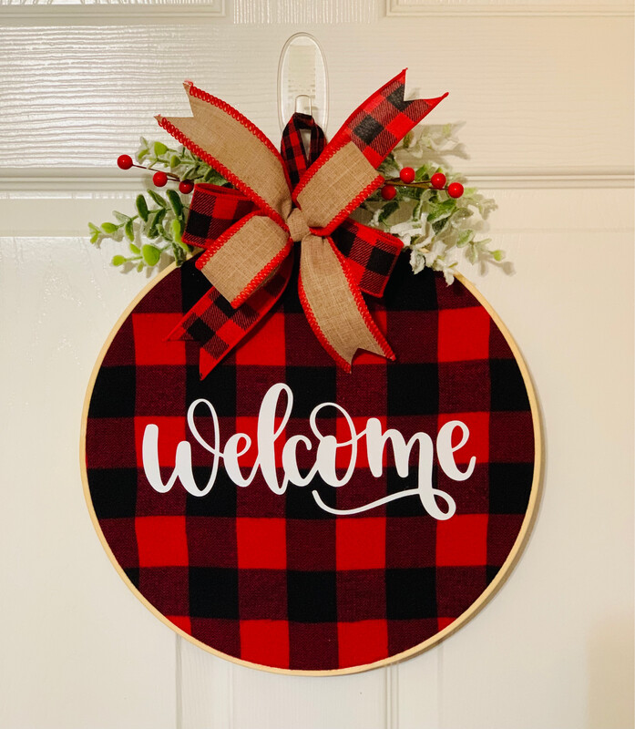 Christmas Buffalo Check Door Hanger