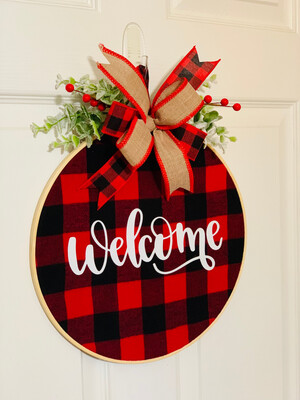 Christmas Buffalo Check Door Hanger