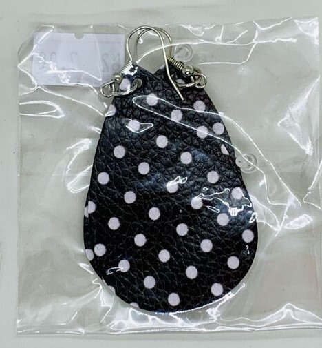 Polka Dot Earrings, Color: Black with White Dots