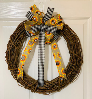 Sunflower Buffalo Plaid Gingham Check Bow