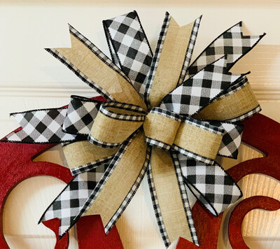 Black White Burlap Bow