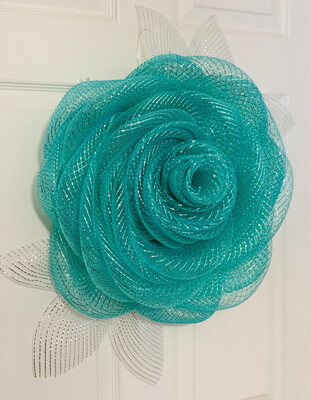 Ice Blue Rose Wreath
