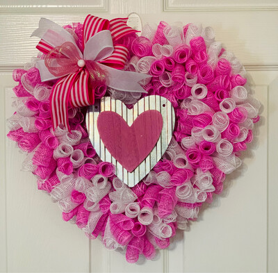 Pink & White Heart Wreath