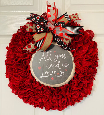 All You Need Is Love Burlap Wreath