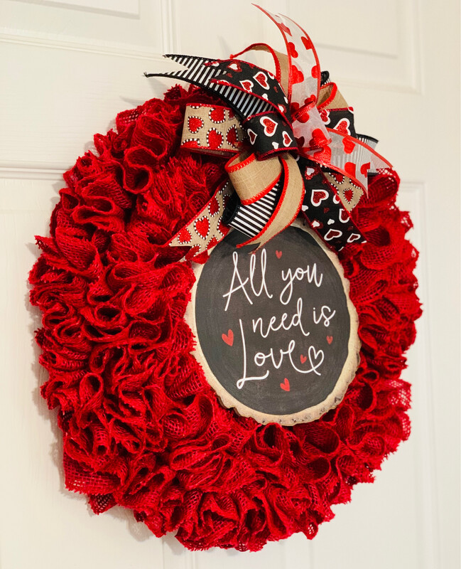 All You Need Is Love Burlap Wreath