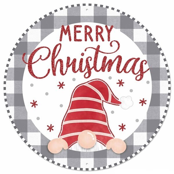 Christmas Gnome Metal Sign