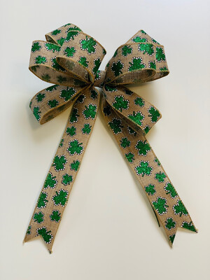 Glitter Shamrock Bow in Natural or White