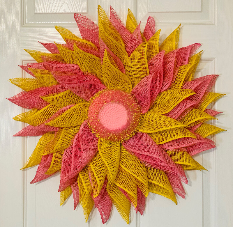Pink &amp; Yellow Flower Wreath