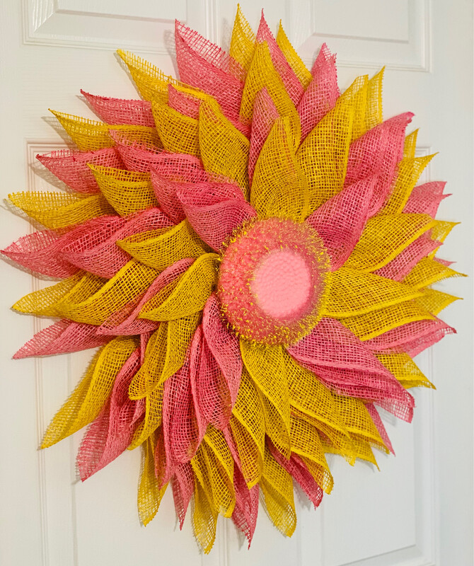 Pink &amp; Yellow Flower Wreath