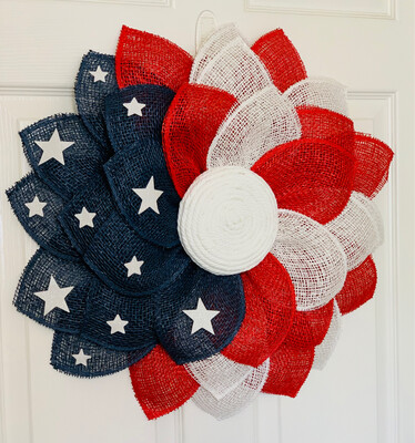 Patriotic American Flag Flower Wreath