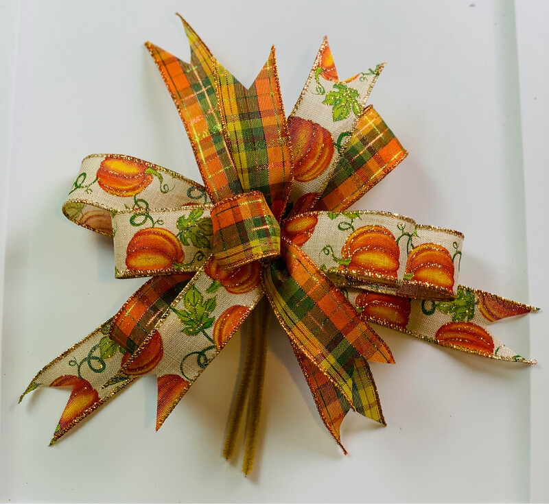 Fall Pumpkin Striped Bow