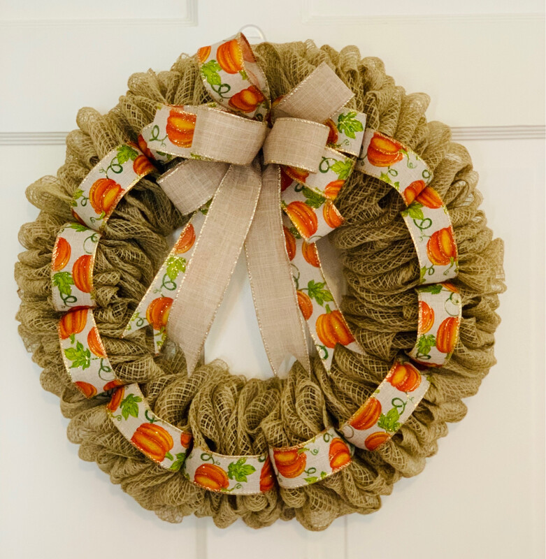 Burlap Glitter Pumpkins Wreath