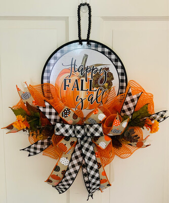 Happy Fall Y'all Rail Wreath