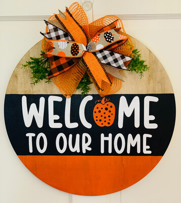 Welcome To Our Home Fall Door Hanger