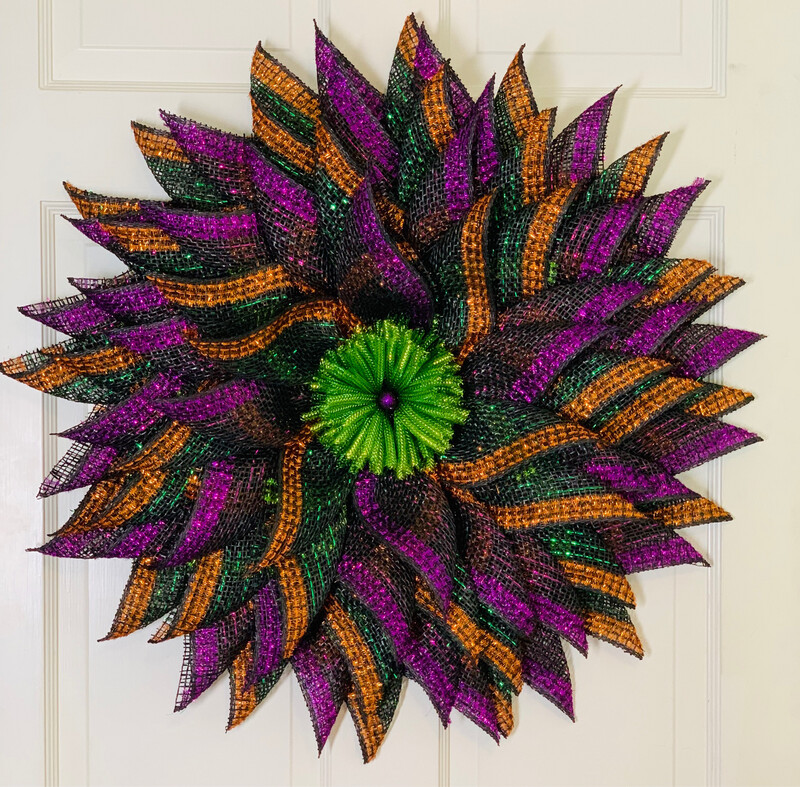 Halloween Tinsel Flower Wreath