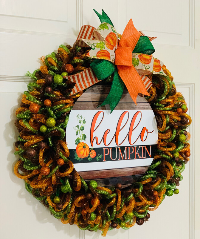 Hello Pumpkin Fall Wreath