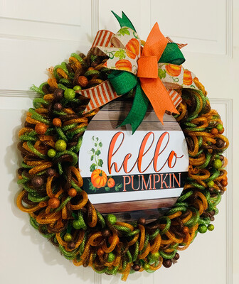 Hello Pumpkin Fall Wreath