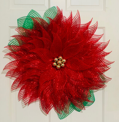 Red Poinsettia Flower Wreath