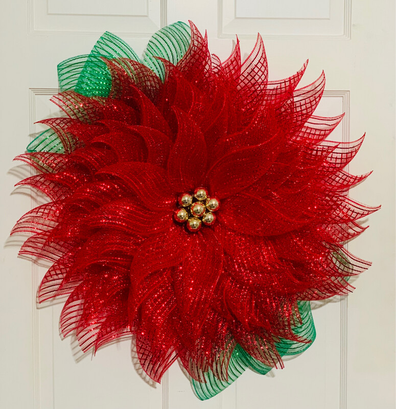 Red Poinsettia Flower Wreath