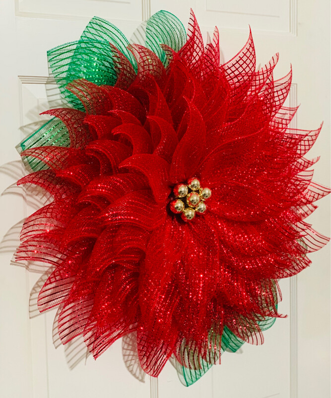 Red Poinsettia Flower Wreath