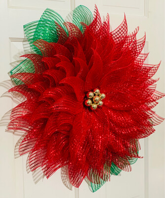 Red Poinsettia Flower Wreath